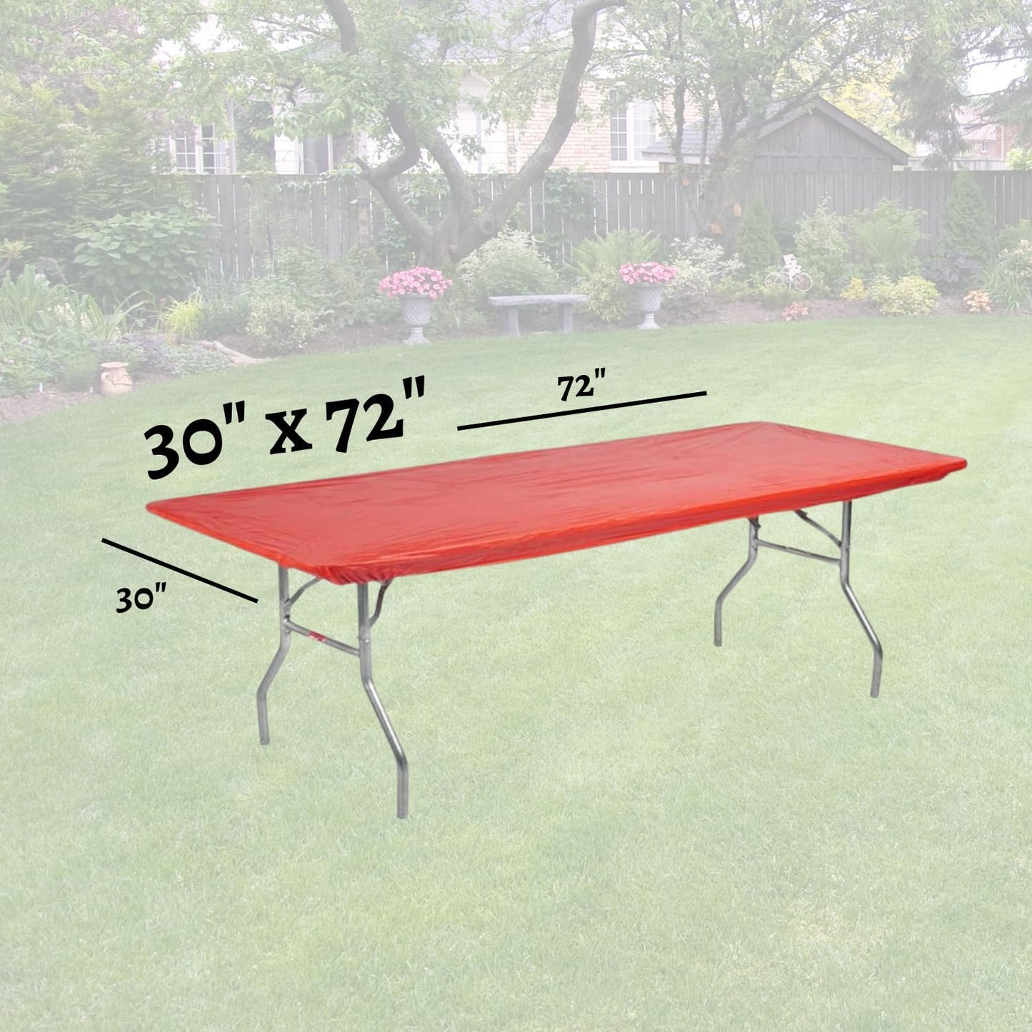 Kwik-Covers 6' 30" 72", 5 Rectangle Plastic Table Covers x Bundle of (Red)