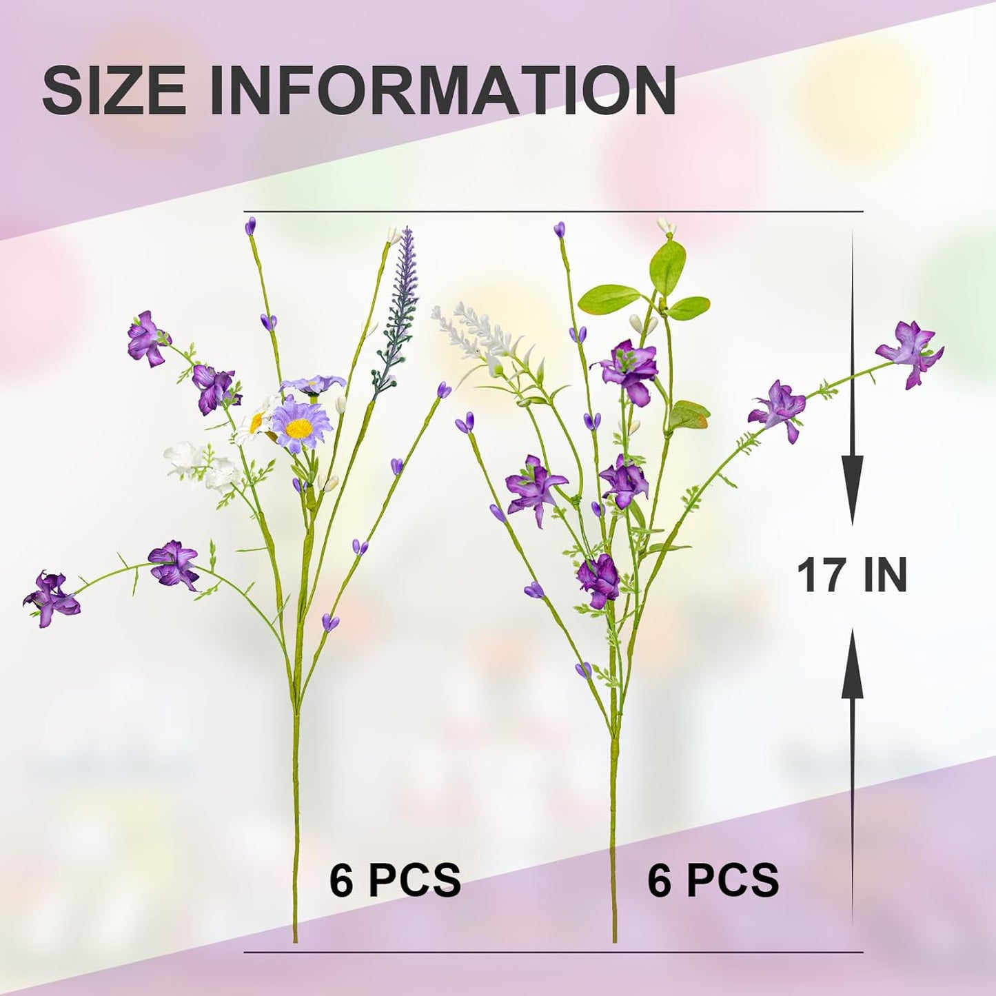 12 Pack 17 Inch Summer LLZLL Spring Decorations for Home Purple Spring Flowers Artificial Spring Floral Stems