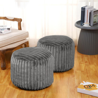 2 20 15 Inch Teenyyou Pcs x Unstuffed Pouf Cover Ottoman Foot Rest - No Filler, Faux Rabbit Fur Foot Stool Floor Bean