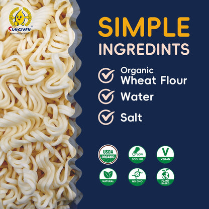 SUNGIVEN Organic Ramen Noodles Healthy Low Sodium Ready in 3 Minutes Non-Fried Instant No Additives or Preservatives 2.46 OZ (Pack of 10)