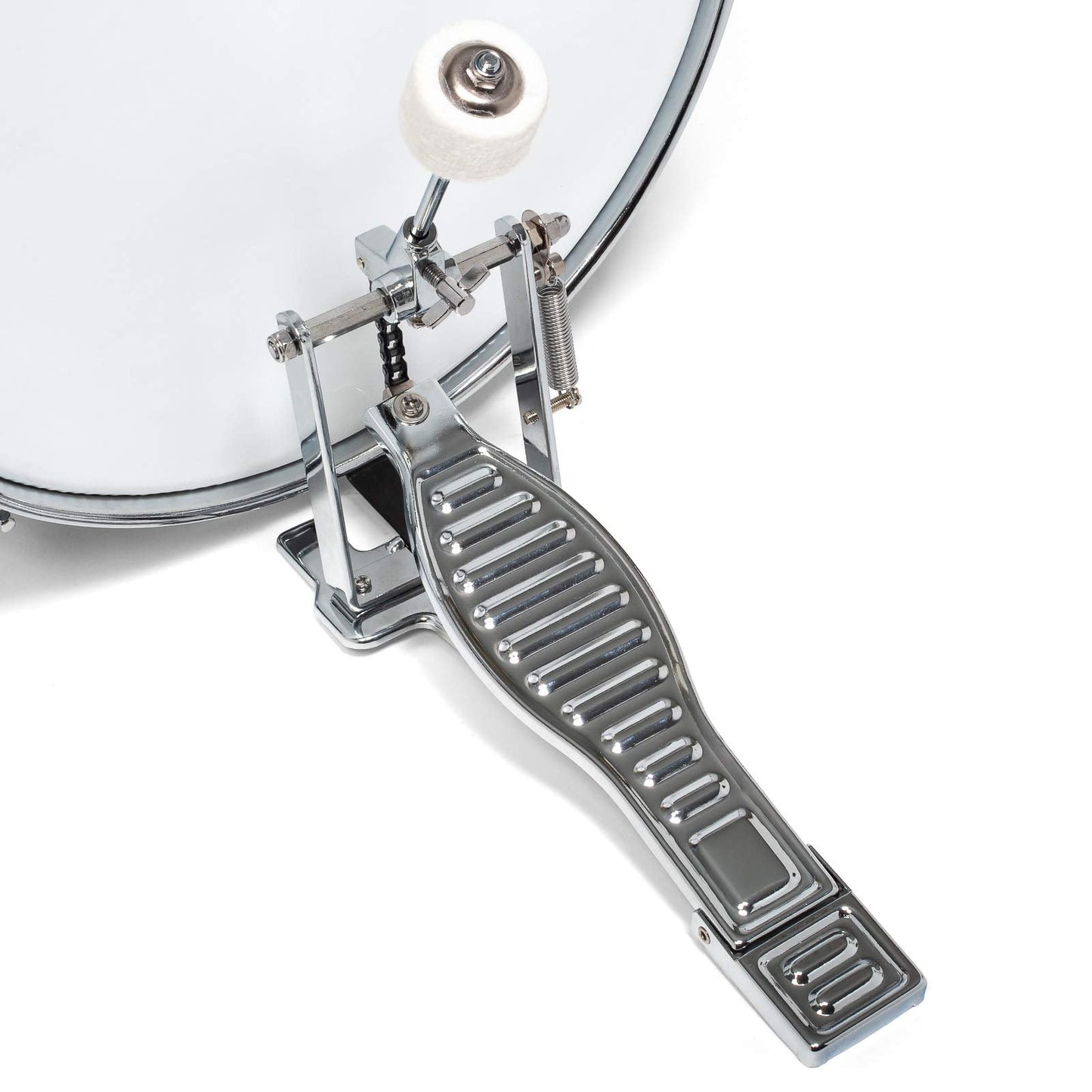 Ashthorpe 5-Piece Complete Junior Drum Set with Genuine Brass Cymbals - Advanced Beginner Kit with 16" Bass, Adjustable Throne, Cymbals, Hi-Hats, Pedals & Drumsticks - Silver