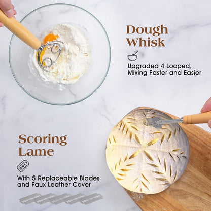 9" 10"Oval Set, Sourdough Starter Kit, Sourdough Bread Baking Supplies, Round & Rattan Banneton Bread Proofing Baskets
