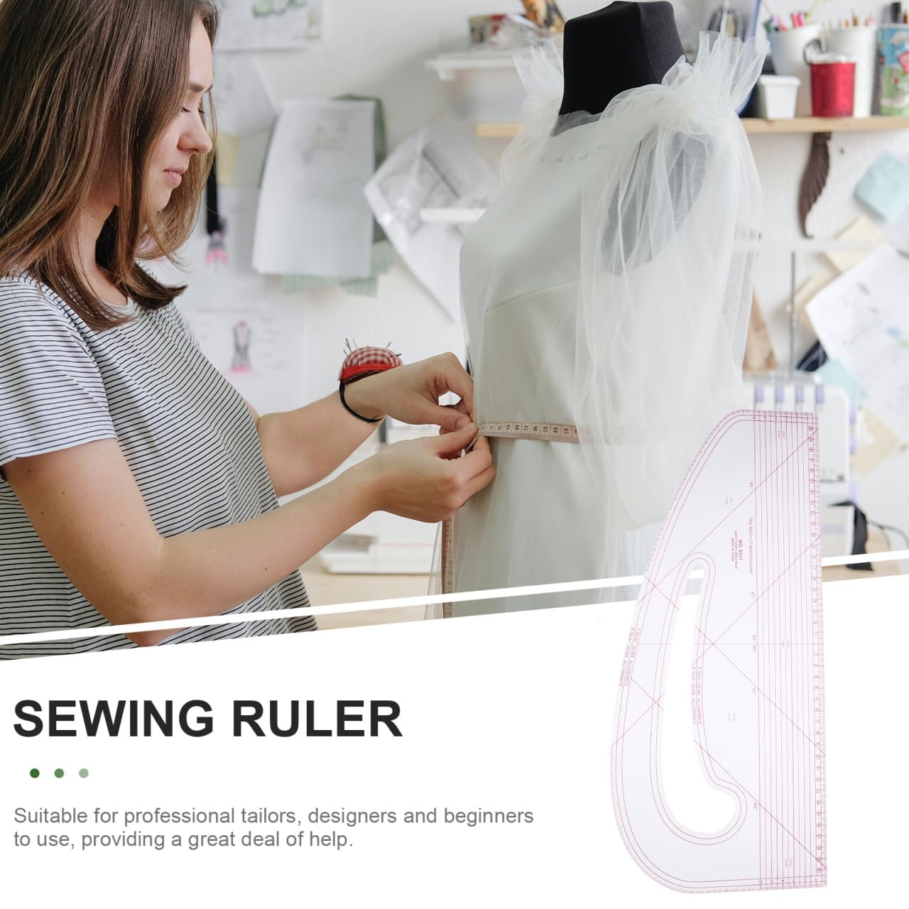 Angoily Sewing Ruler 16.9 Inch French Curve Tailors Ruler for Pattern Making Fabric Designing and Craft Drawing