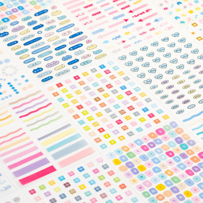 ZHIJIANHZ 64-Sheet Mini Cute Sticker Book Set for Journaling and Scrapbooking, Small PET Stickers with Variety of Shapes, Pink and Blue Color Collection, for Planners and Photocards