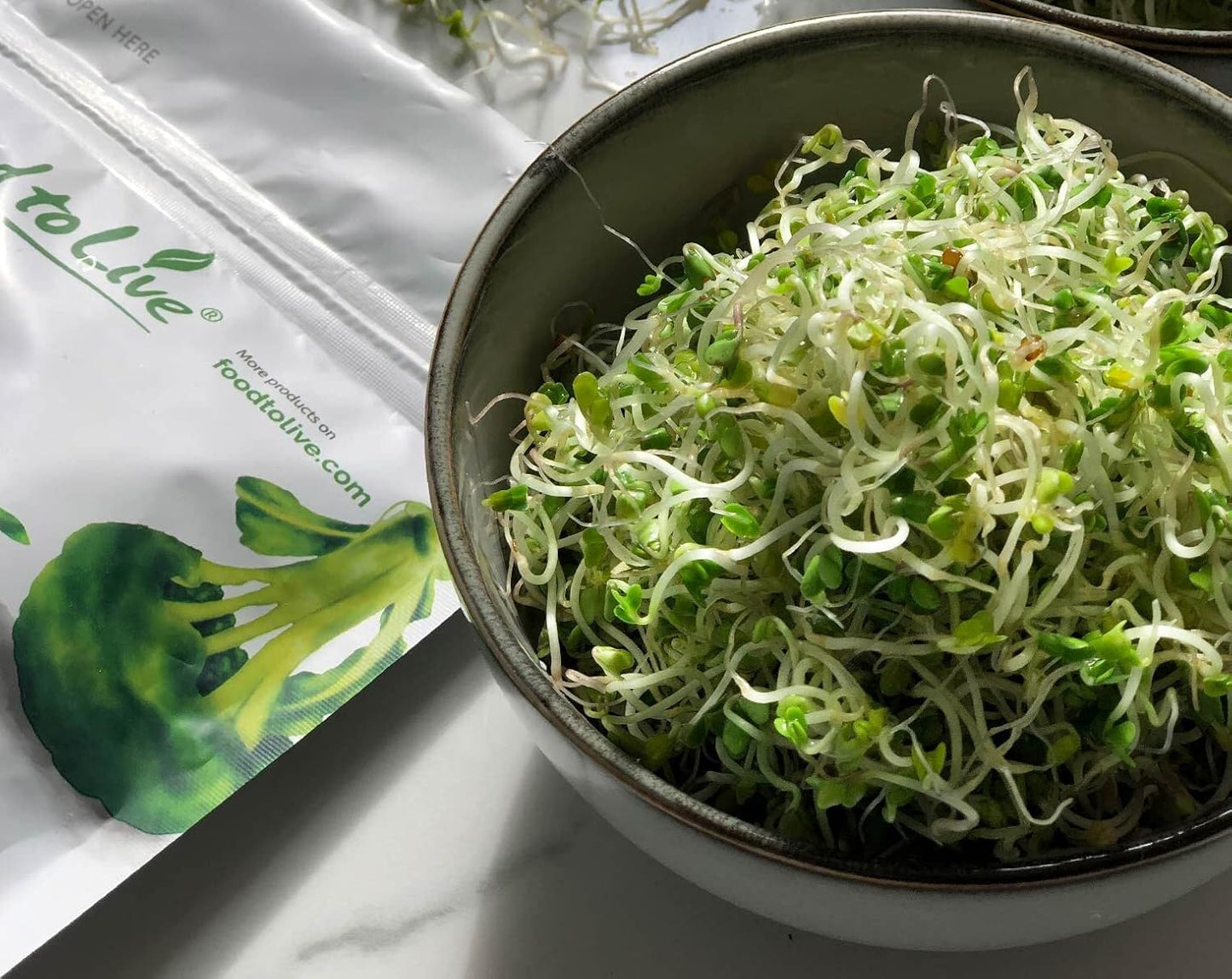 2 Food to Live Organic Broccoli Seeds for Sprouting, Ounces Non-GMO, Vegan, Kosher, Sirtfood, Bulk. Rich