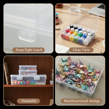 Jetec 6 Pieces Mini Plastic Clear Beads Storage Containers Box for Collecting Small Items, Beads, Jewelry, Business Cards, Game Pieces, Crafts (4 Size)