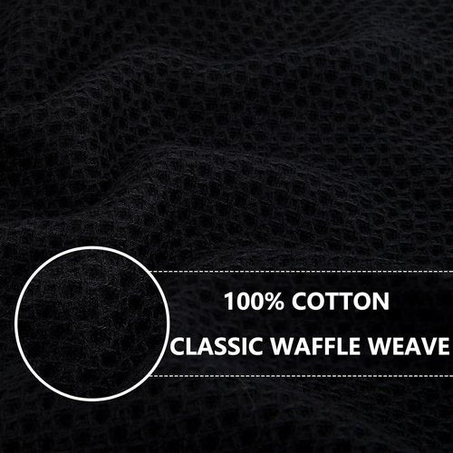 Homaxy 100% Cotton Kitchen Dish Towels - Ultra Soft & Absorbent Quick Drying | 13 x 28 Inches, 24-Pack, Black