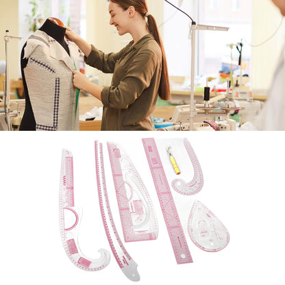 7PCS French Curve Ruler Set, High Accuracy Complete Tools Hip Curve Ruler with Scale, Sewing Ruler | Sewing Tools | Sewing Rulers | Craft Ruler for Beginners Tailors Pattern