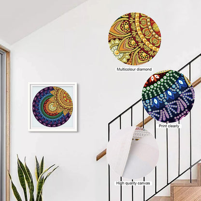 MVVMTOP Diamond Art Painting Kit, DIY Mandala 5D Special Shape Crystal Diamond Partial Diamond Art Painting Mosaic Making Craft, Suitable for Home Wall Decor Art Holiday Gift, AT127