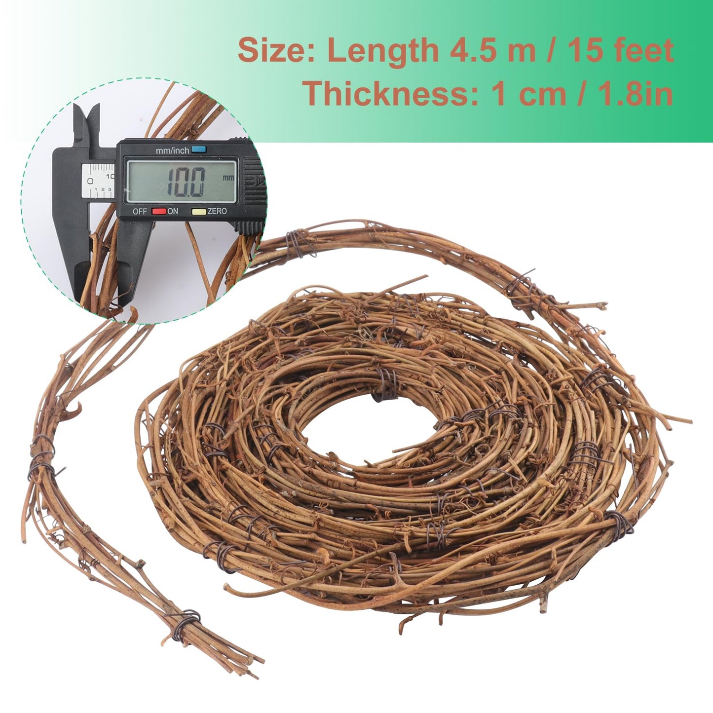 KUKLIPJIM 7 PCS 15 Feet Grapevine Wreath,Natural Grapevine Garland, DIY Twig Wreaths for Crafts, Outdoor and Indoor Home Décor, Wedding, Holiday, and Party Decoration(Total 105 FT)