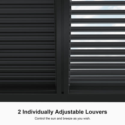 PURPLE LEAF LED Louvered Pergola 94AS 12'x 16' Full Aluminum Frame and Adjustable Roof Integrated Strip Lights for Outdoor Deck Garden Patio Gray Hardtop Gazebo Pergola