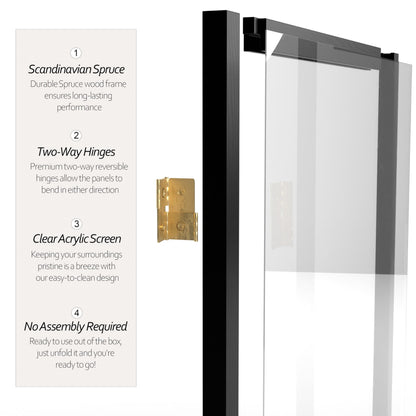 Red Lantern 6 ft. Tall Clear Plastic Partition Black 3 Panel