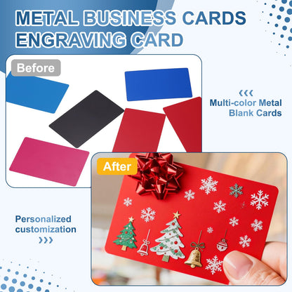 DEFANEX 200pcs Metal Business Cards Aluminum Laser Engraving Blanks Name Card (0.4mm Thickness, Matte Black) - Multipurpose Personalized, for CNC Laser Engraver DIY Printing House Office