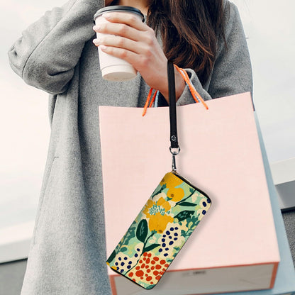 JNFBWULO Doodle Plants Wristlet Wallet for Women, RFID Blocking Phone Wallet, Large Capacity Zip Around Clutch, Fits iPhone 15 Pro Max, Travel Organizer Purse