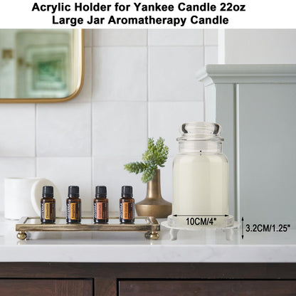 Beautyflier Scented Candle Holder Tray, Pedestal Stand for Yankee Candle Classic 22oz Jar, Decorative Marble Acrylic Plate, Holder ONLY (White)