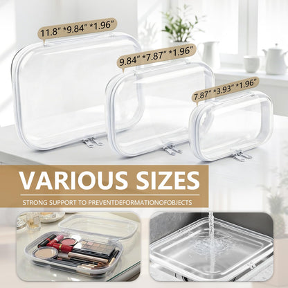 Dimore Ultimate Organizer Kit - 9 Pack Clear Hard Shell Zipper Case (3 Large + 3 Medium + 3 Small) Multi-Size Set, Complete Storage Solution for Makeup, Crafts, Toys, Electronics