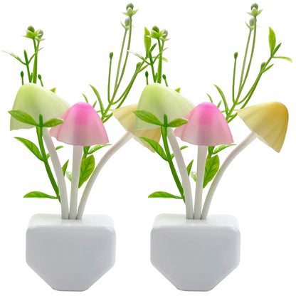 ZEZHOU Smart Sensor Led Night Lights - 2Pack 7 Color Changing Mushroom Nightlight Dusk to Dawn Sensor Auto On/Off, 0.6W Plug-in Wall Dream Bed Lamp, Gift Ideal for Nursery Baby Kids Children Adults