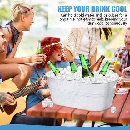 OBTANIM 4 Pack 4 Gallon Galvanized Ice Buckets Metal Champagne Drink Cooler Storage Ice Tub with Carry Handles for Beer Cocktails Wine Beverage Home Parties Bar Cooling Supplies