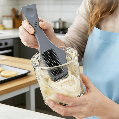 Cleaning Brush for Ninja Creami Ice Cream Cups – 2-in-1 Silicone Scraper and Brush,Curved Blade Fits Cup walls & Bottom, Dishwasher Safe (Gray)