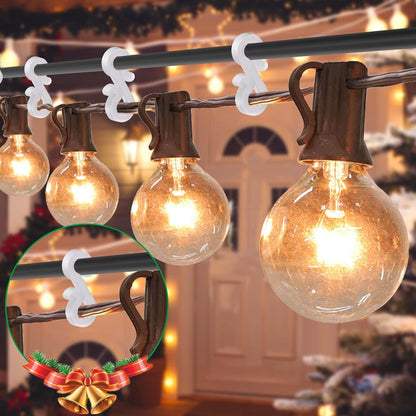 Meetory Christmas Light Clips, 100 Mini Hanging Hooks for Gutters & Shingles, Weatherproof Plastic Hooks