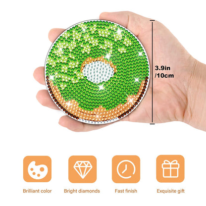 FILASLFT Diamond Painting Coasters Kit,DIY Diamond Painting Coasters Kit,8 Pcs Doughnuts Diamond Art Coasters with Holder Diamond Arts Crafts for Gifts.