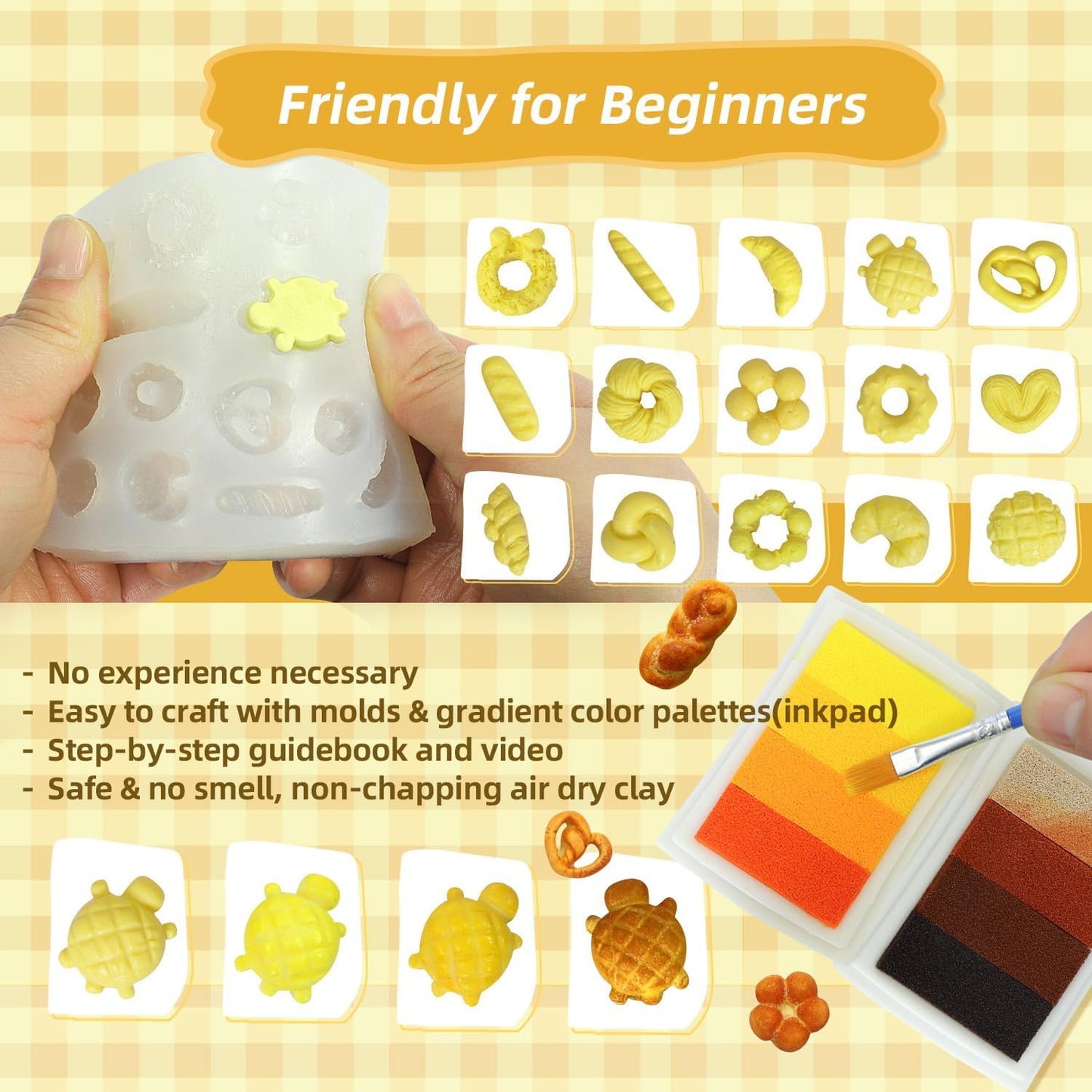 iLAND Air Dry Clay Kits Fun Crafts for Teens DIY Mini Bakery Miniature Food Toy Easy Crafts for Adult Women 1/12 Scale Accessories of Dollhouse Kitchen Creative Family Game Night Birthday Gift Ideas