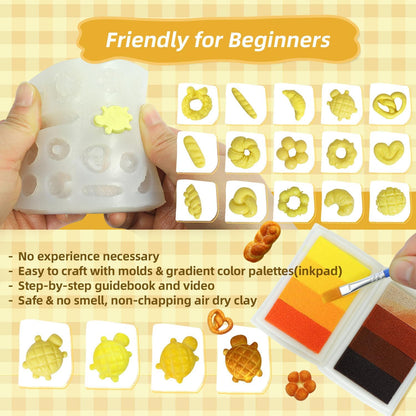 iLAND Air Dry Clay Kits Fun Crafts for Teens DIY Mini Bakery Miniature Food Toy Easy Crafts for Adult Women 1/12 Scale Accessories of Dollhouse Kitchen Creative Family Game Night Birthday Gift Ideas