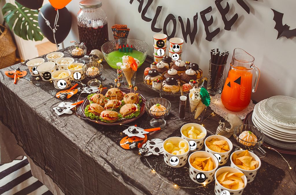 Oringaga 500 Halloween Skeleton Party Decorations Recycle Roll Stickers Party Supplies Favors Halloween Haunted House Cosplay Theme Party Decoration Cupcake DIY Sticker Labels