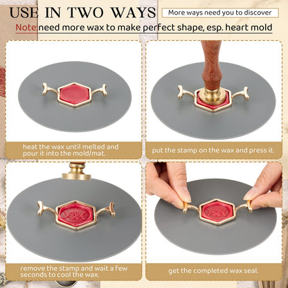 Tessco for you 12 Pcs Metal Wax Seal Mold for 1 Inch Wax Seal Stamp and Silicone Mat Kit for Gift Wrapping DIY Thank You Card Craft Wedding Invitations Envelopes Wine Packaging