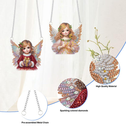 LazyFold 2 Pcs DIY Acrylic Diamond Art Painting Angel Kits Special Shaped Rhinestone 5D Diamond Art Window Pendants Home Garden Wall Hanging Kits Hanging Ornament