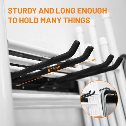 Wallmaster Garage Storage Organizer - Heavy-Duty Wall Mount Tool Rack with 6 Adjustable Hooks | 48-Inch Tracks, 450lb Capacity