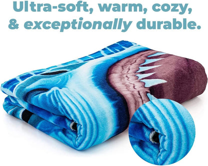 Dawhud Direct Great White Shark Beach Towel for Boys, 30" x 60" Super Soft Plush Cotton Pool Towel