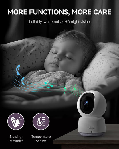 comfyer Smart WiFi Baby Monitor - 5" 1080P Split Screen & 2K Camera App Control, Motion Alerts, Sound Detection, HD Night Vision, 5050mAh Battery, 2-Way Talk, Multi-User, Triple Security, 1600ft Range