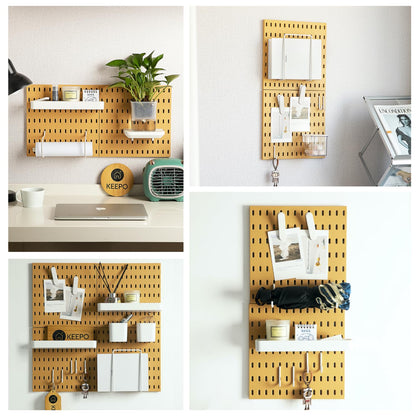 Keepo Peg Board Wall Organizer – Plastic Pegboard Panels, Modular Peg Board Storage System for Home Office, Craft Room, Gaming Setup (Tan Brown, 22″×22″)