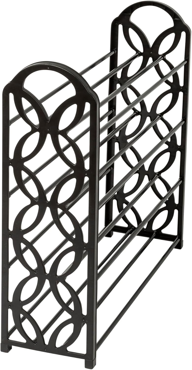4 SHO-09597 Honey Can Do Tier Butterfly Shoe Rack Black