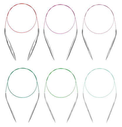 Circular Knitting Needles Set 6 Pairs 40 Inch (100 cm) Stainless Steel Round Needles for Magic Loop Sizes 15 11 9 7 4 1.5 Long Cable for Blankets Sweaters Scarves for Beginners & Knitters