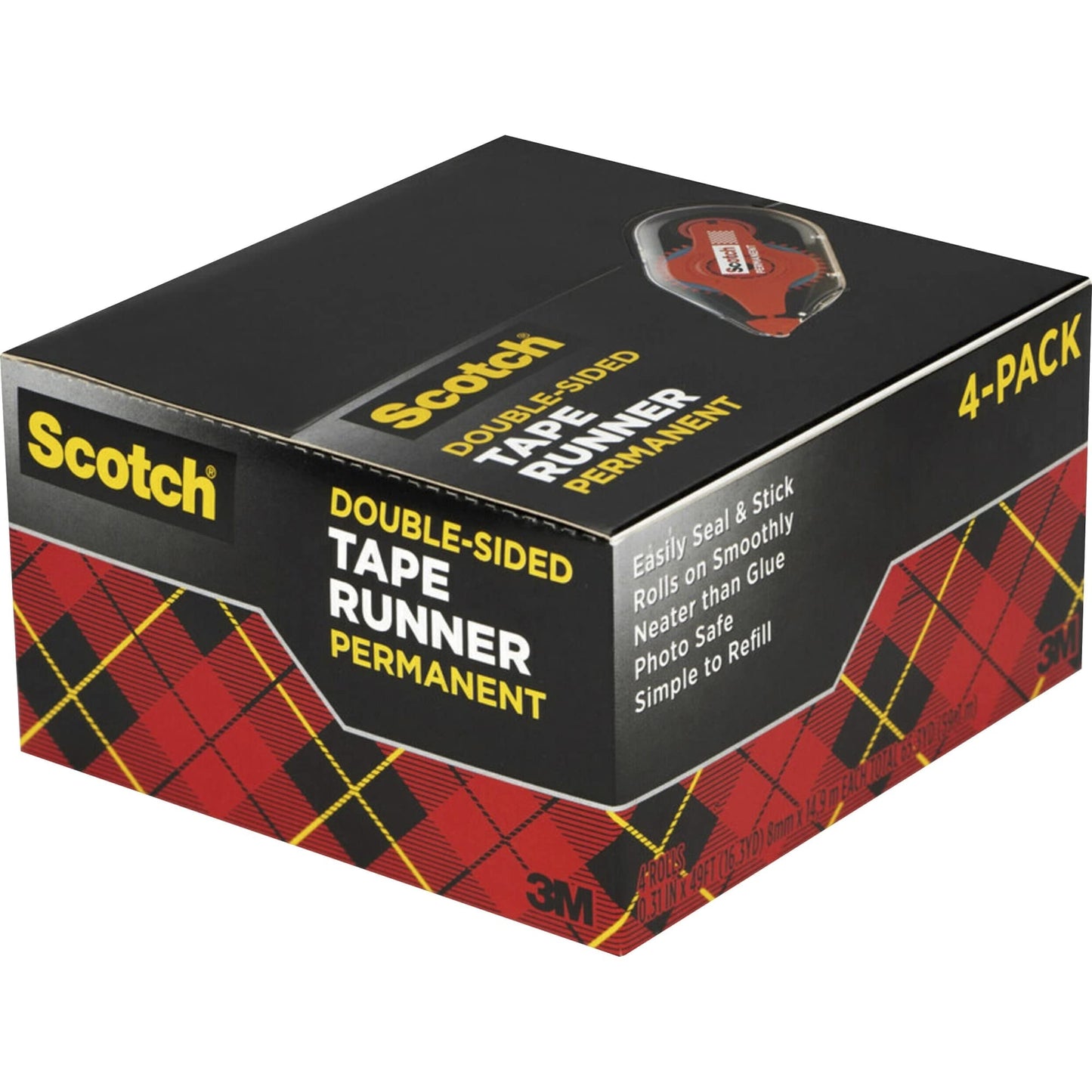 Scotch Adhesive Dot Roller Value Pack, .31 in x 49 ft, Great for Home Office, Scrapbooking, and Art Projects, 4-Pack