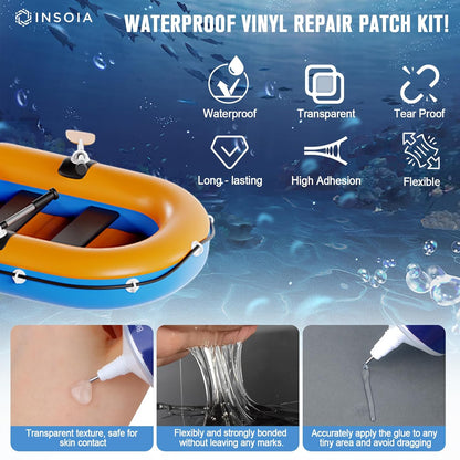 15 ML 4 Swimming INSOIA Pool Liner Patch, Air Mattress Repair Kit x Waterproof Vinyl Repair Patch Kit for Inflatables