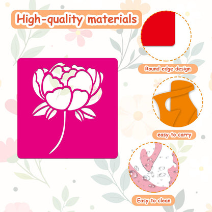 24 Pcs Stencils Spring Themed Sidewalk Chalk Stencils Outdoor Stencil for Painting Simple Style Cute Template 8 Inches