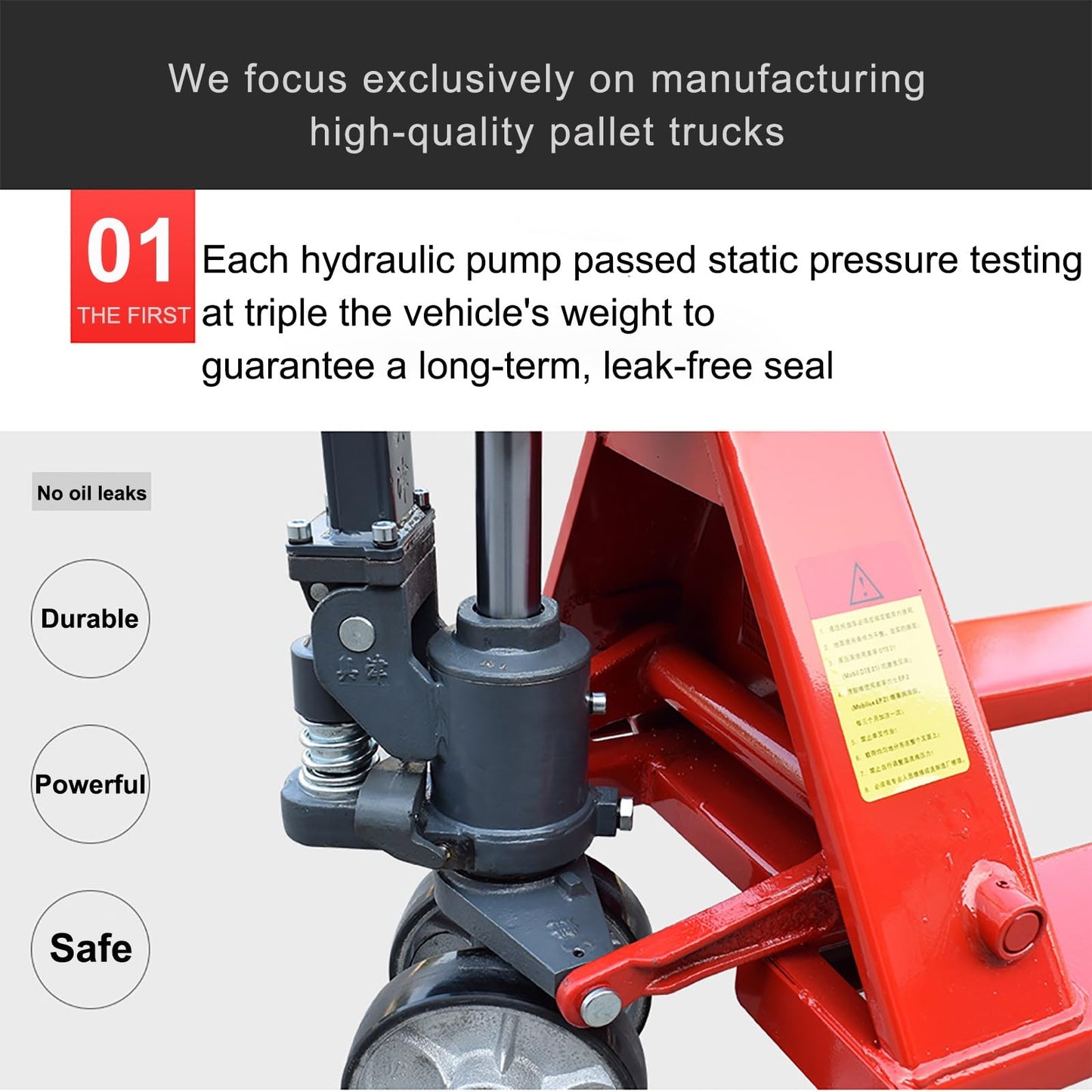 Manual Pallet Jack 3-Ton Capacity, Industrial Pallet Truck 48×27in Fork Size Standard Heavy Duty Hand Trucks(122x68.5x65cm)