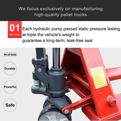 Manual Pallet Jack 3-Ton Capacity, Industrial Pallet Truck 48×27in Fork Size Standard Heavy Duty Hand Trucks(122x68.5x65cm)
