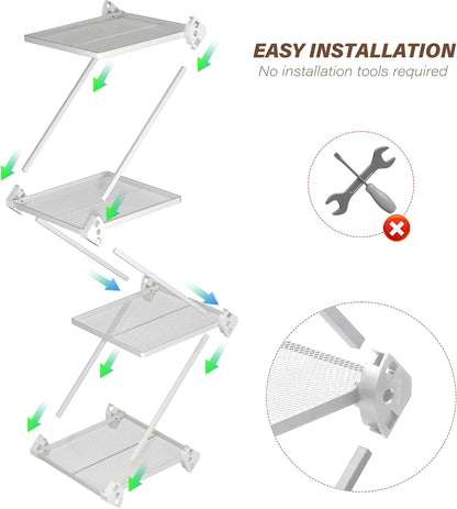 Small White 4 Tier Vertical Shoe Rack Shelf - Metal Tall Shoe Organizer for Entryway, Bedroom, Living Room - Space