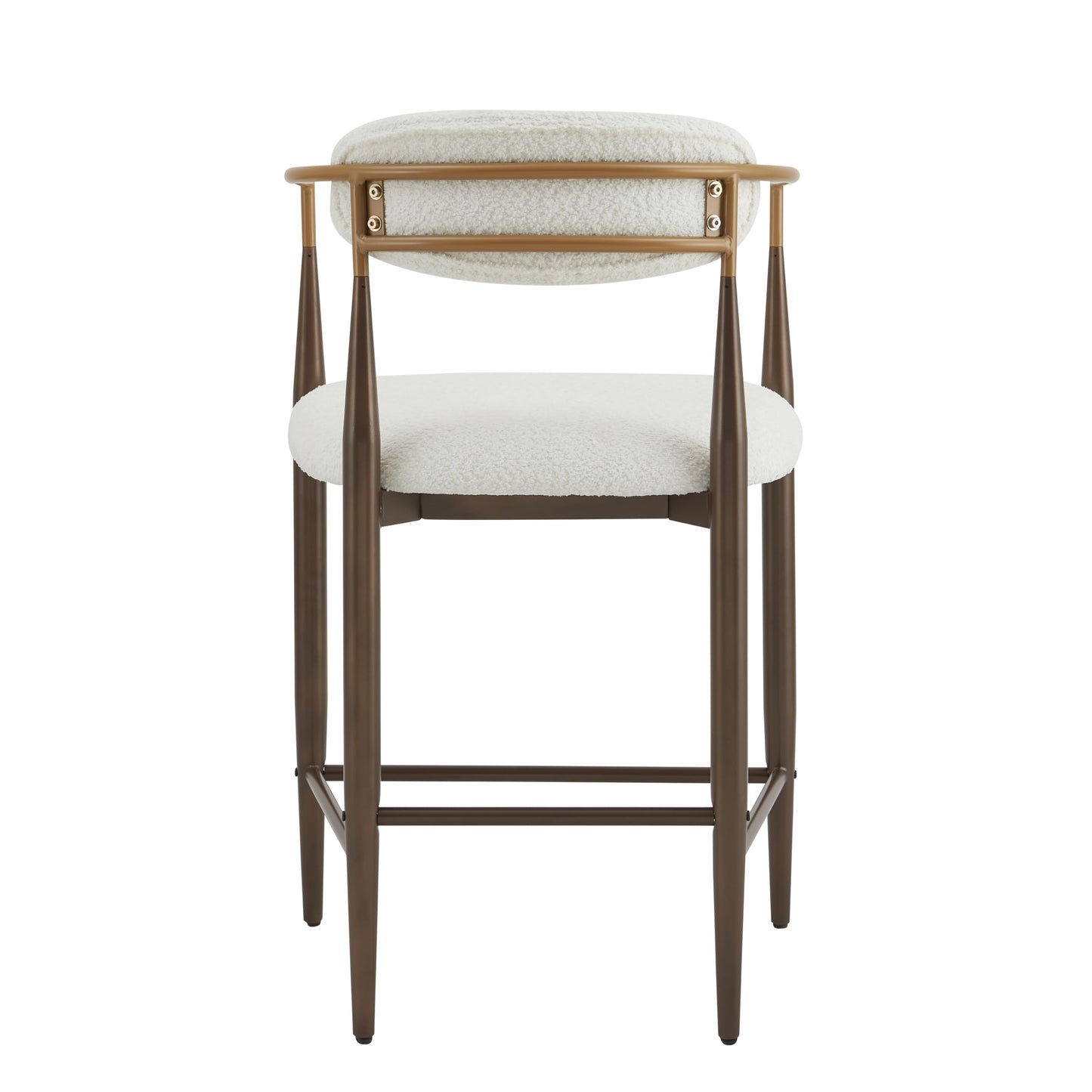 Christopher Knight Home Ebany 25" Barstools Set of 2, Metal Frame Counter Stool, Upholstered Bar Chair, Curved Back Barstool, Open Design Counter Stool for Kitchen Dining Island Table, Beige+Gold