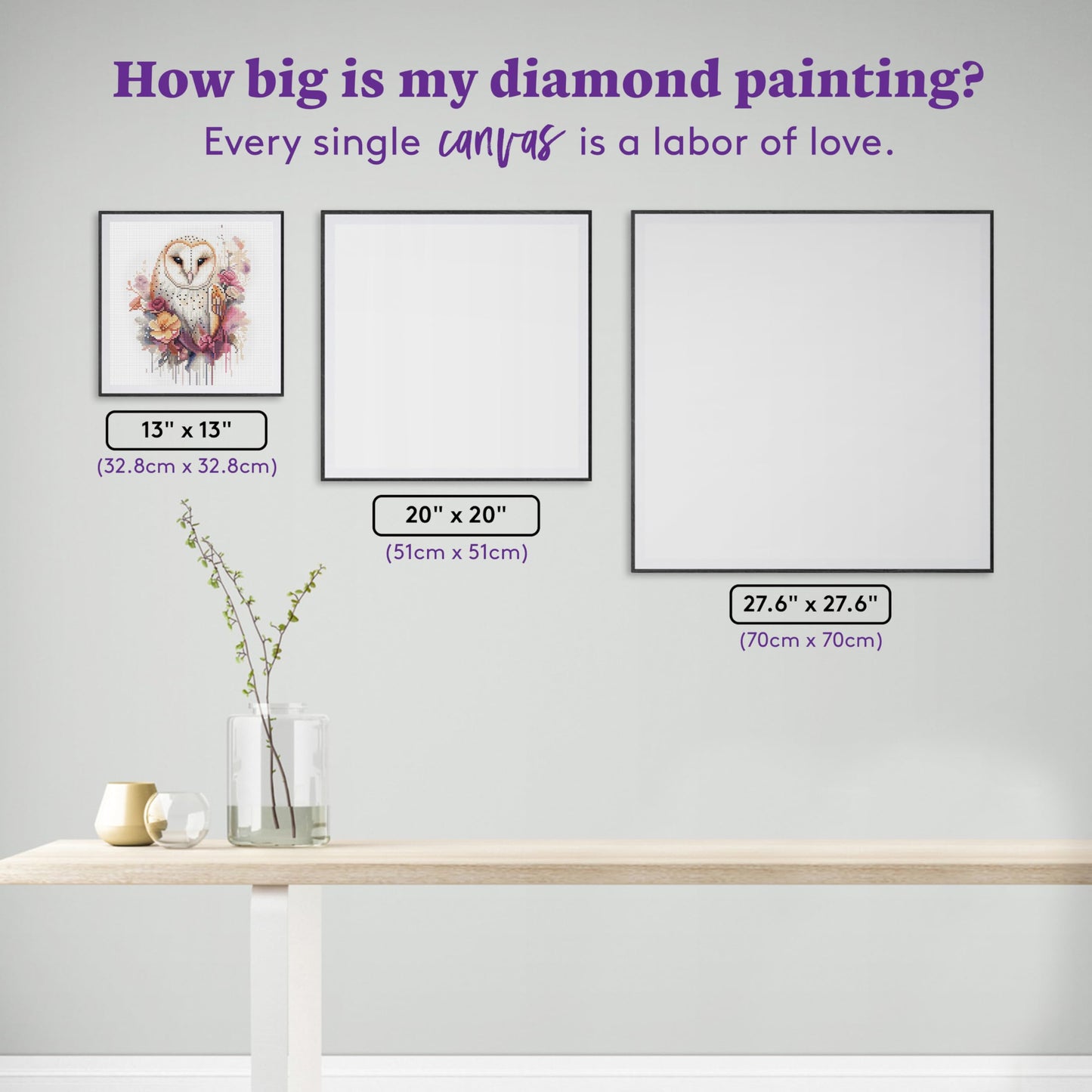 DIAMOND ART CLUB Austere - Owl Diamond Painting Kit, Fun DIY Crafts for Adults, Round Diamond Art Canvas, 13" x 13" (32.8 cm x 32.8 cm)