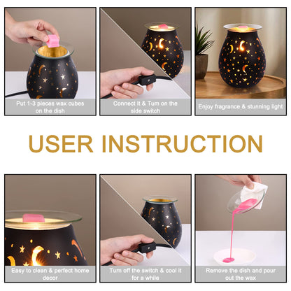 Wax Warmer for Scented Wax,Electric Glass Wax Melt Warmers Birthday Gift,Star Night Light Wax Burner Melter,Scented Oil Candle Warmer Wedding for Girl,Mom,Wife,Husband,Sister