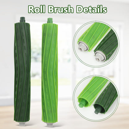 Replacement Accessories for iRobot Roomba E, I & J Series i7 i7+ E5 E6 E7 i2 i3 i3+ i4 i4+ i6 i6+ i8 i8+/Plus,1 Set Rubber Brushes, 4 HEPA Filters,6 Side Brushes, 1Caster Wheel ﻿