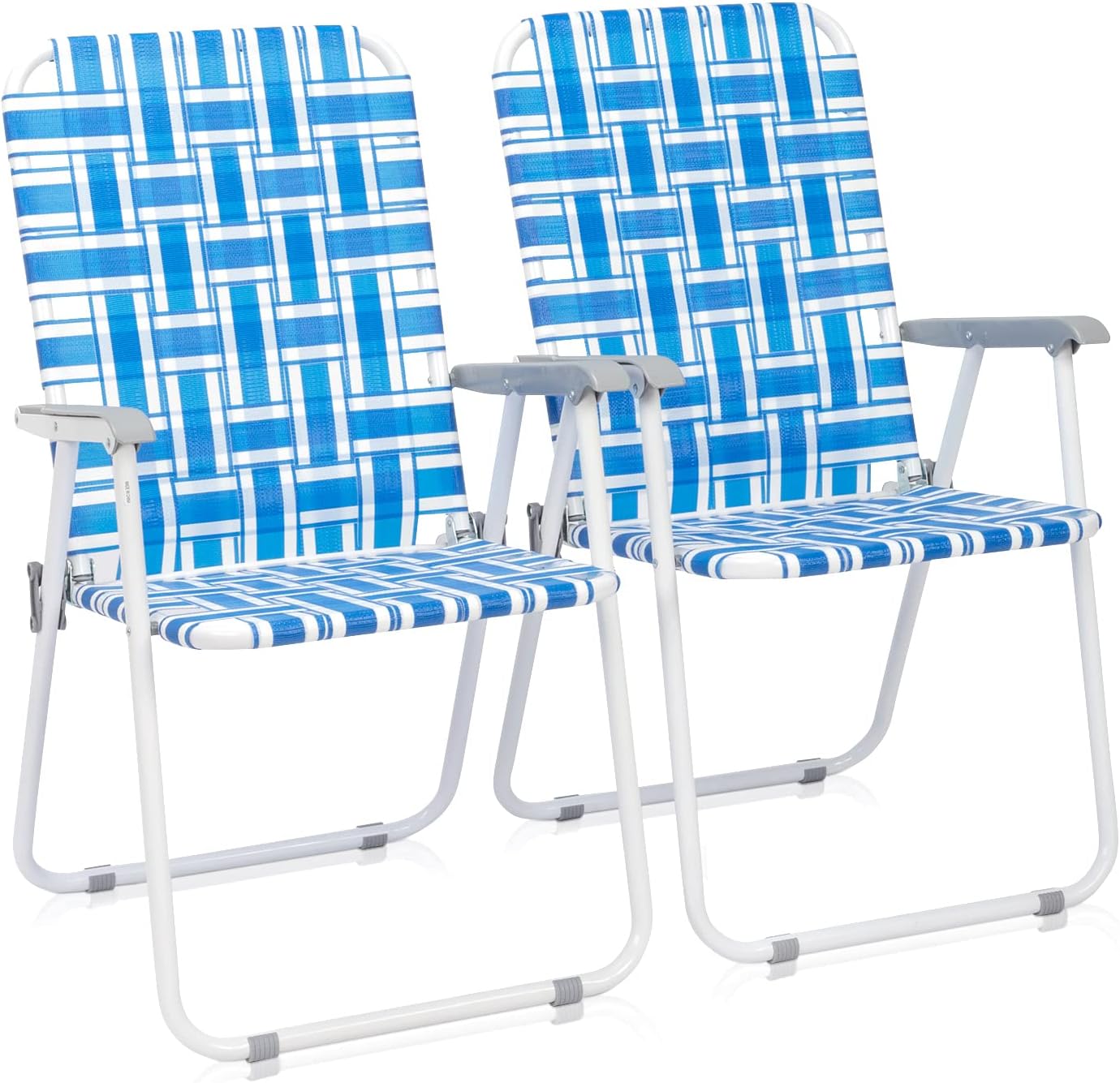 Volowoo (2pcs,Blue& Outdoor Folding Chaise Lounge Chair, Adjustable Portable Lightweight Reclining Garden Sun Lounger