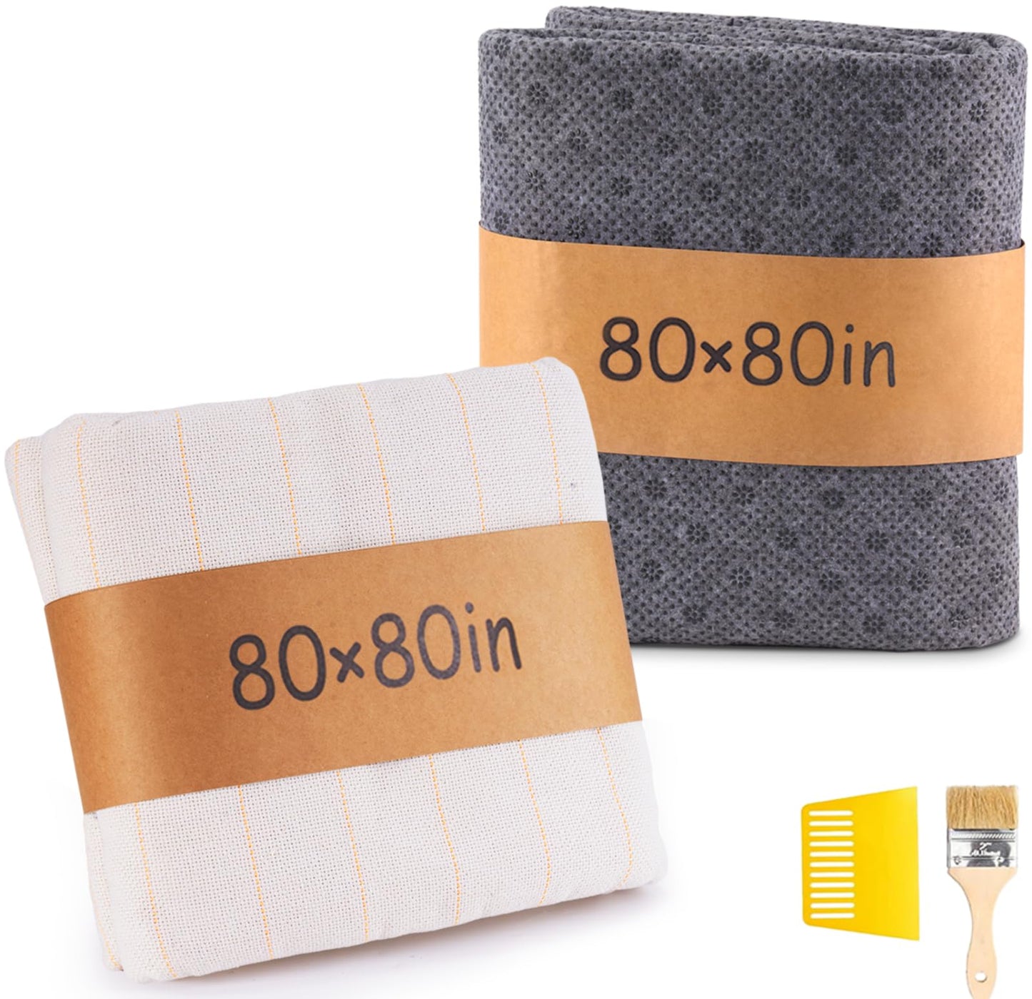 Riiai 80" x 80" Overlocking Primary Tufting Cloth with Marked Lines and 80'' x 80'' Rug Backing Non-Slip Rug Pad Fabric, Rug Tufting Cloth Kit with Monk Cloth and Backing Fabric,Tufting Supplies