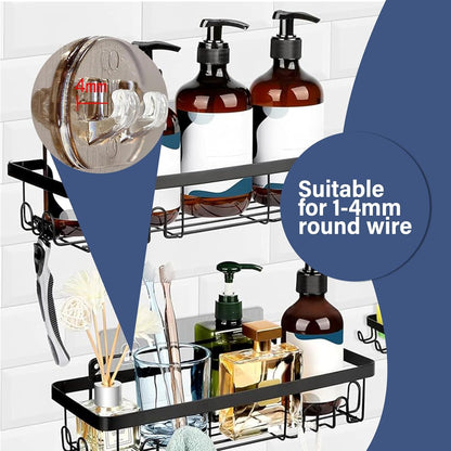 YOLOPLUS+ Shower Caddy Adhesive Hooks - Strong No-Drill Sticker Hooks for Bathroom & Kitchen | 8 Pack