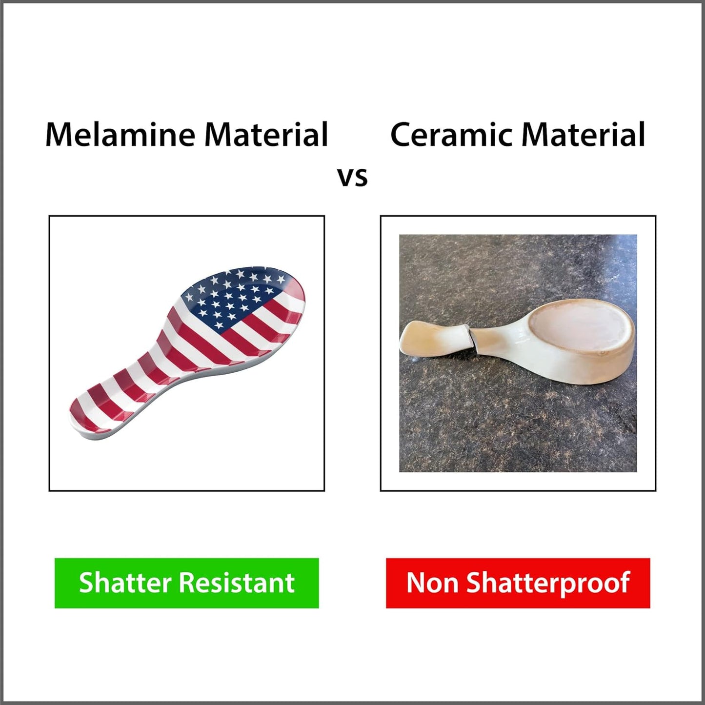 UPware 9.625 Inch Melamine Spoon Rest, Kitchen Utensil Holder for Counter and Dining Table (American Flag)